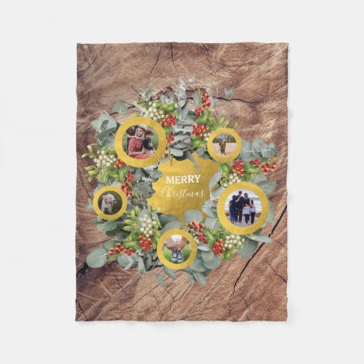 kerstfoto Collage Holiday Foto Fleece Deken (Voorkant)