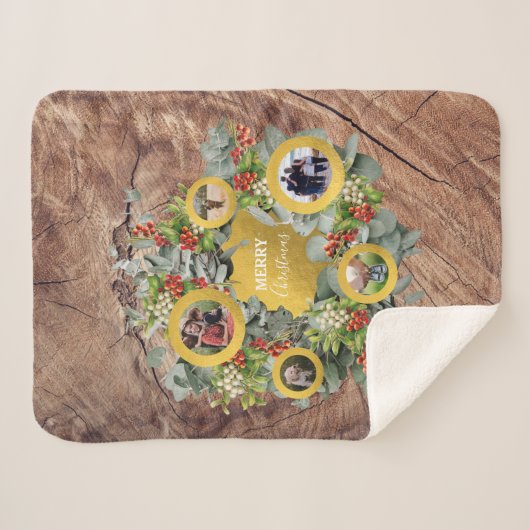 kerstfoto Collage Holiday Foto Sherpa Deken (Voorkant (horizontaal))