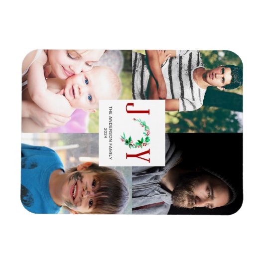 Kerstfoto Collage Joy Familie Afbeeldingen Magneet (Horizontaal)