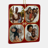 Kerstfoto Collage Monogram Gold Red Keramisch Ornament (Rechts)