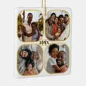 Kerstfoto Collage Monogram Gold White Keramisch Ornament (Rechts)