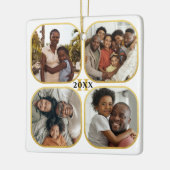 Kerstfoto Collage Monogram Gold White Keramisch Ornament (Links)