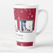 Kerstfoto Collage Rode Sneeuwvlok Familie Latte Mok (Rechts)