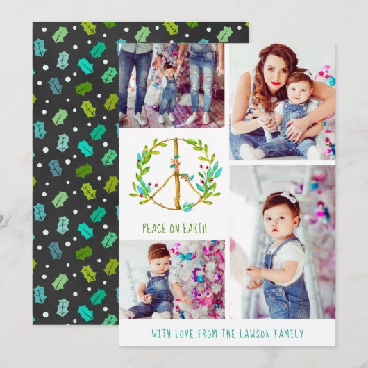 kerstfoto-collage | Vrede op aarde Feestdagenkaart (Voorkant / Achterkant)