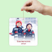 Kerstfoto Eenvoudig rood sneeuwvlokpatroon Schatti Keramisch Ornament