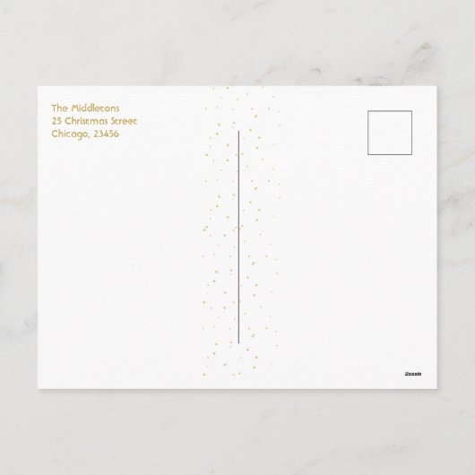 Kerstfoto Elegant Goud Briefkaart (Achterkant)