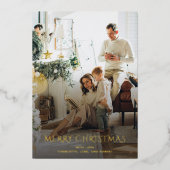 Kerstfoto Elegant Goud Folie Feestdagenkaart (Voorkant)