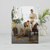 Kerstfoto Elegant Goud Folie Feestdagenkaart (Staand Voorkant)