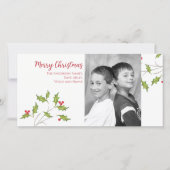 Kerstfoto Elegante Botanische Hulstbessen Feestdagenkaart (Voorkant)