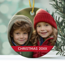 Kerstfoto en Jaar Moderne Minimale Rode Stripe