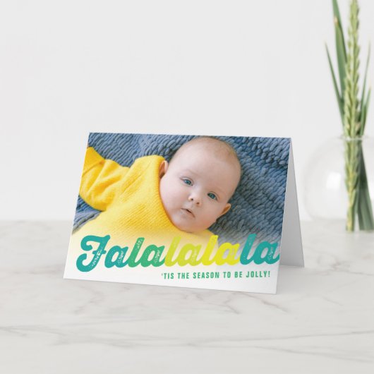 Kerstfoto Falalala Limoen Ombre Feestdagen Kaart (Voorkant)