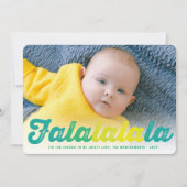 Kerstfoto Falalala Limoen Ombre Feestdagenkaart (Voorkant)