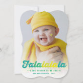 Kerstfoto Falalala Limoen Ombre Feestdagenkaart (Voorkant)