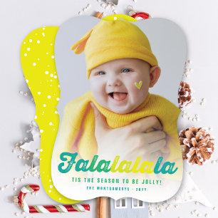 Kerstfoto Falalala Limoen Ombre Feestdagenkaart