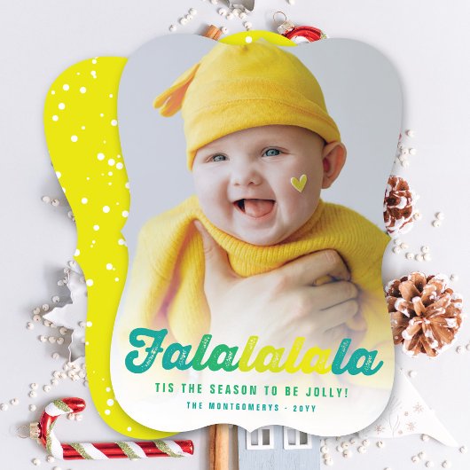 Kerstfoto Falalala Limoen Ombre Feestdagenkaart