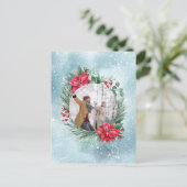 Kerstfoto familie bloemenkrans briefkaart (Staand voorkant)