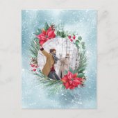 Kerstfoto familie bloemenkrans briefkaart (Voorkant)