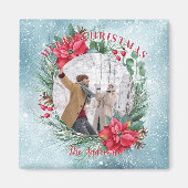 Kerstfoto familie bloemenkrans magneet (Voorkant)