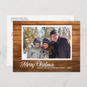 kerstfoto Familienaam Rustisch Hood Style Briefkaart (Voorkant / Achterkant)