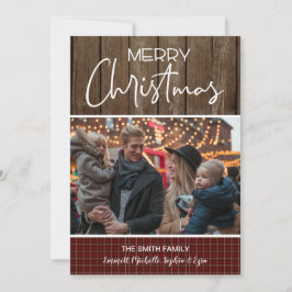 Kerstfoto familiereiskaart, rustieke kerstkaart kaart