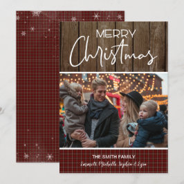 Kerstfoto familiereiskaart, rustieke kerstkaart kaart