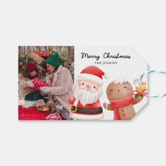 Kerstfoto Favor voor Kinderen Cadeaulabel (Voorkant (Horizontaal))