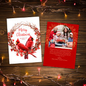 Kerstfoto Feestelijke krans Rode Kardinaal Feestdagenkaart