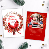 Kerstfoto Feestelijke krans Rode Kardinaal Feestdagenkaart