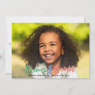 Kerstfoto, felle moderne kleurrijke neeuw aankondiging