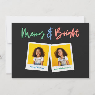 Kerstfoto, felle moderne kleurrijke neeuw aankondiging