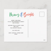 Kerstfoto, felle moderne kleurrijke neeuw feestdagenkaart (Achterkant)