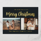 kerstfoto folie feestdagen briefkaart (Voorkant)