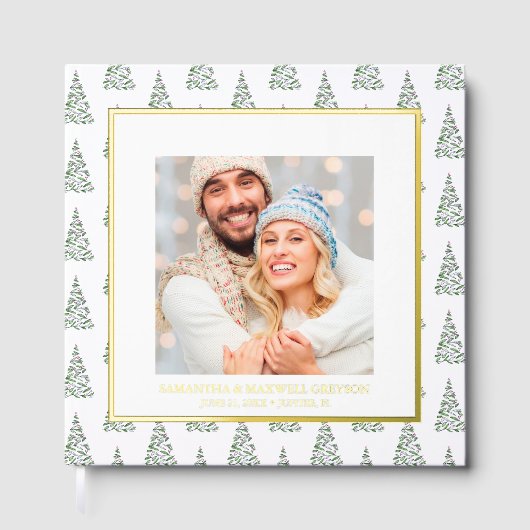 Kerstfoto Gastboek Waterverf Tree Gastenboek (Voorkant)