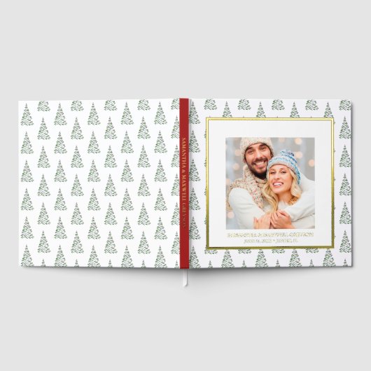 Kerstfoto Gastboek Waterverf Tree Pattern Gastenboek (Volledig)