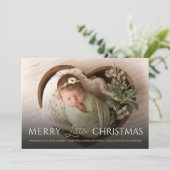 Kerstfoto geboorteaankondiging feestdagenkaart (Staand voorkant)