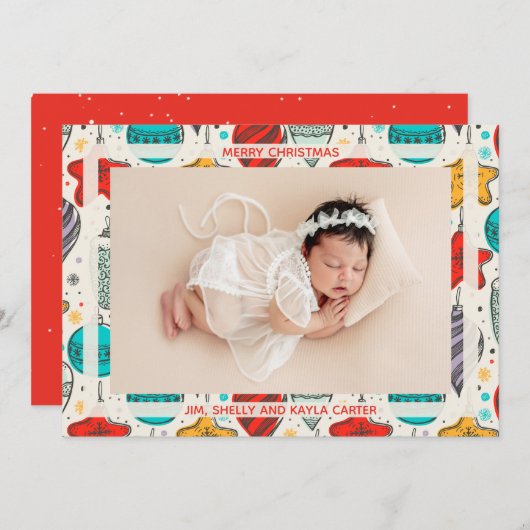 kerstfoto geboorteaankondigingen feestdagenkaart (Voorkant / Achterkant)