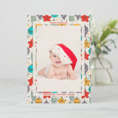 Kerstfoto geboorteaankondigingen uit het verleden feestdagenkaart (Staand voorkant)