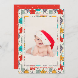 Kerstfoto geboorteaankondigingen uit het verleden feestdagenkaart