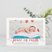 Kerstfoto geboortekaartje vredesviering feestdagenkaart (Staand voorkant)