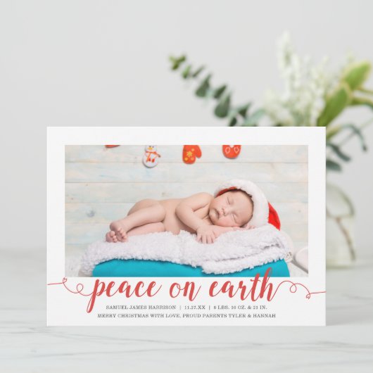 Kerstfoto geboortekaartje vredesviering feestdagenkaart (Staand voorkant)