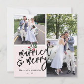Kerstfoto, gehuwd en vrolijk feestdagenkaart (Voorkant)