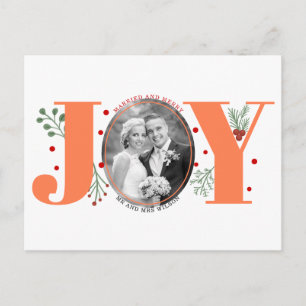 Kerstfoto, gehuwd met Merry koral JOY Briefkaart