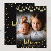 kerstfoto GELEVE Goudmousserende lichten Feestdagenkaart (Voorkant / Achterkant)