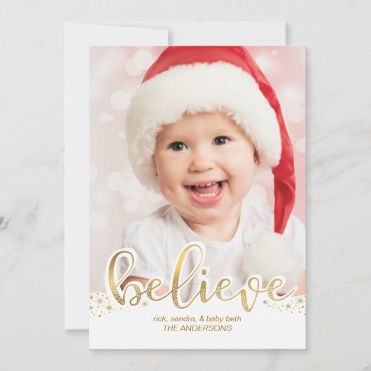 Kerstfoto | Geloof Faux Gold Foil Effect Feestdagenkaart (Voorkant)