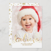 Kerstfoto | Geloof Faux Gold Foil Effect Feestdagenkaart (Voorkant / Achterkant)