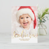 Kerstfoto | Geloof Faux Gold Foil Effect Feestdagenkaart (Staand voorkant)