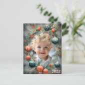 Kerstfoto Gepersonaliseerde groene vakantie Briefkaart (Staand voorkant)