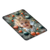 Kerstfoto Gepersonaliseerde groene vakantie Magneet (Rechterzijde)