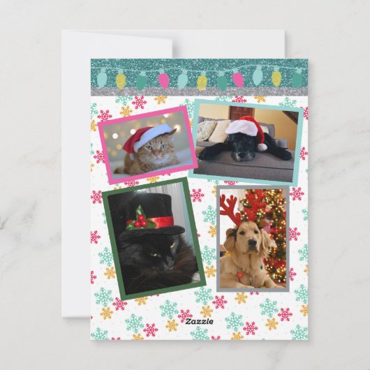 Kerstfoto Gingerbrood Snowflake Glitter Feestdagenkaart (Achterkant)