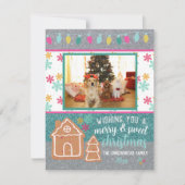 Kerstfoto Gingerbrood Snowflake Glitter Feestdagenkaart (Voorkant)